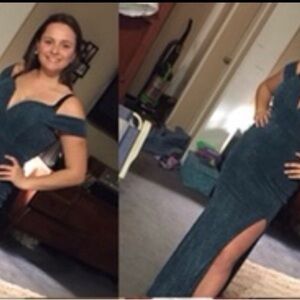 Prom Season David's Bridal Sparkling Teal Maxi Dress